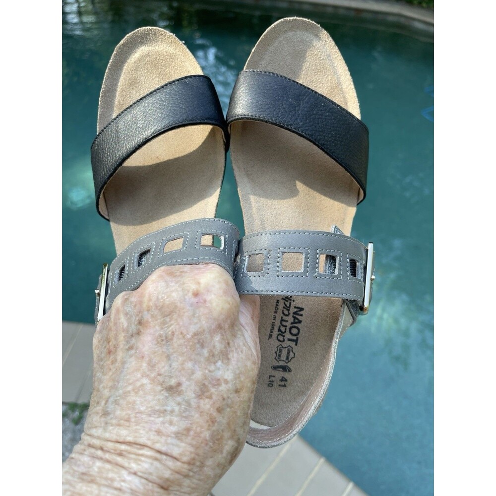 NAOT Dynasty Wedge Sandal Anatomical Cork Leather Israel Ladies 10 / 41
